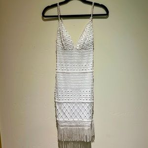 David’s Bridal Beaded Mini Size 2 Brand New with Tags and extra sequins bag